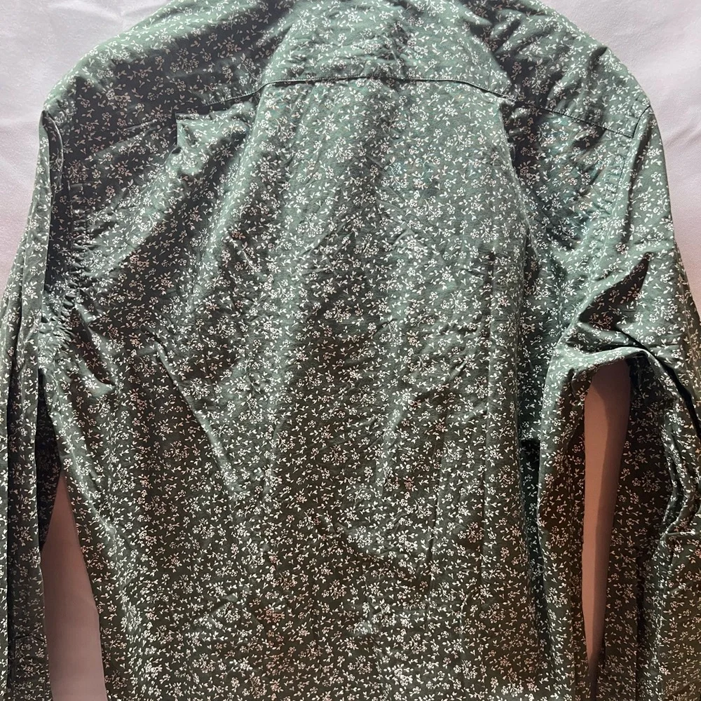 J. Crew Green Casual Button‎ Down Shirt slim medium floral flex